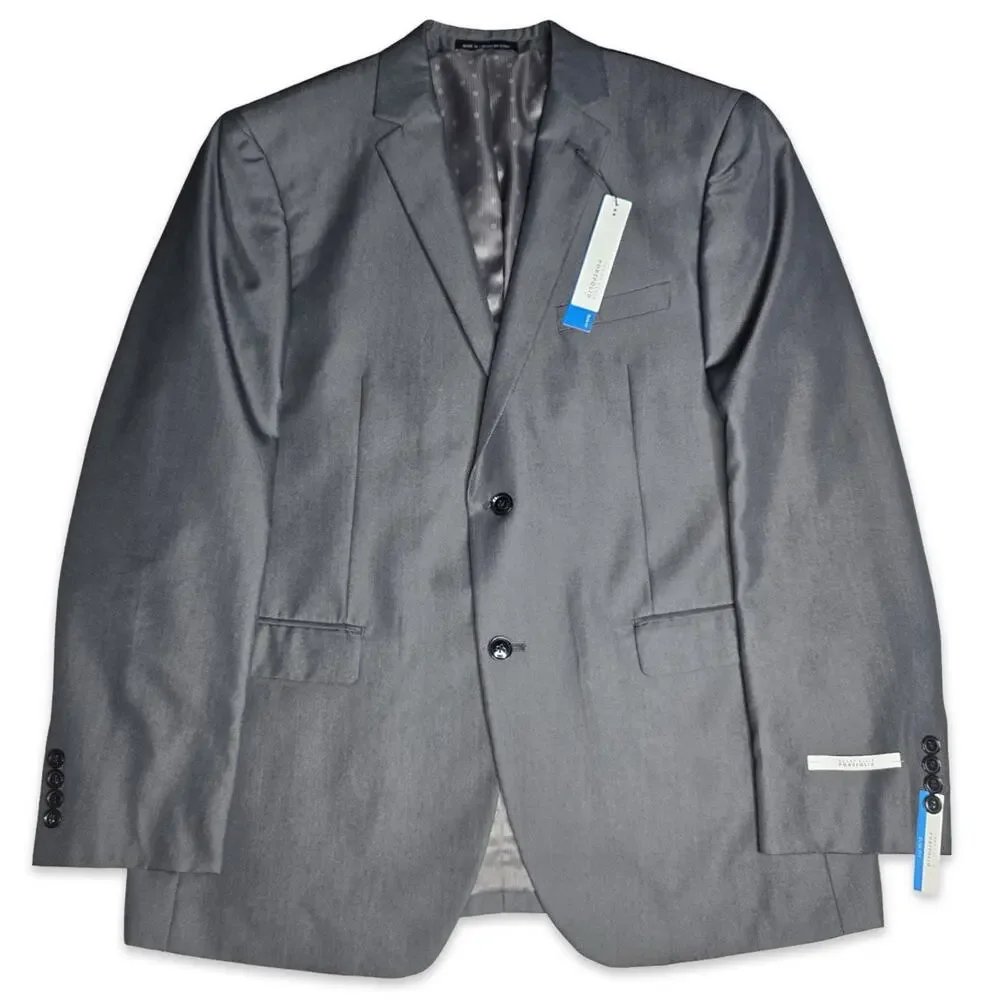 Perry Ellis Portfolio Mens Modern fit Jacket‎ Blazer 44R Grey Slim Fit NWT